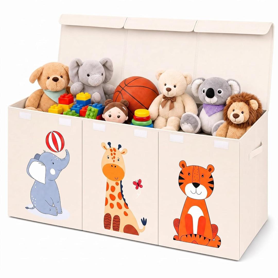 Zebra Baby Toy Storage Organizer for Kids and Toddlers, 40" x 13.5" x 16.5" - Large Collapsible Toy Chest for Living Room - Box, Bin, Organizer for Boys and Girls, Extra Big