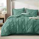 Bedsure California King Comforter Set Graysih Green - Bed in a Bag Cal King Bedding Set 7 Pieces, GentleSoft Pintuck Bed Set Gift for Family, Pinch Pleat Comforter with Sheets, Pillowcases & Shams