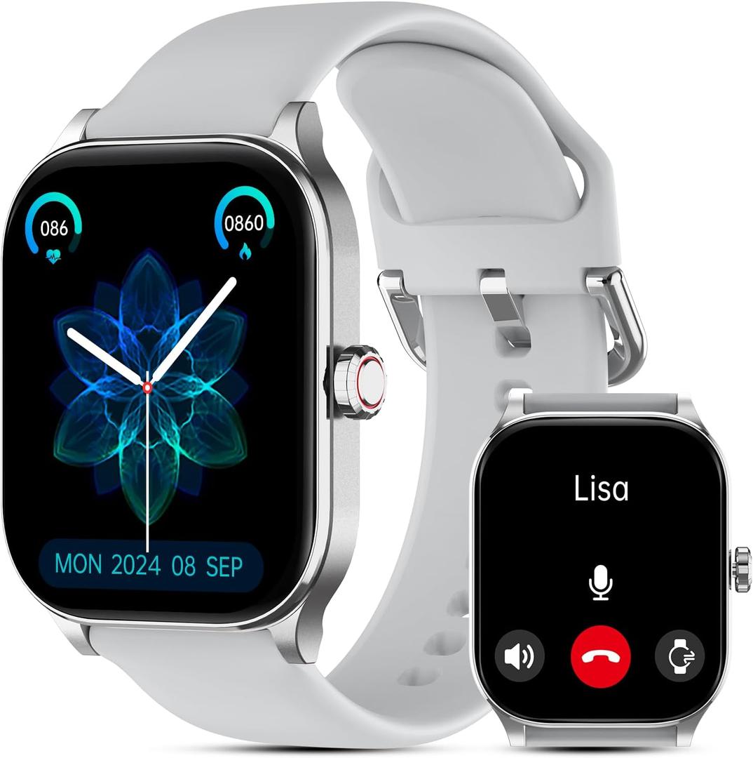Smart Watch for Women Men(Answer/Make Call), Smartwatches with Heart Rate/SpO2/Sleep/Stress Monitor, IP68 Waterproof Activity Tracker for Android iPhone, 100+ Sports Fitness Watches (Gray, 1.85")