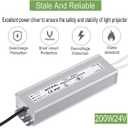 LED Driver 200 Watts 24V DC Low Voltage Transformer， Waterproof IP67 LED Power Supply, Adapter with 3-Prong Plug 3.3 Feet Cable for Any 24V DC led Lights, Computer Project, Outdoor Light