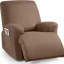 TAOCOCO Stretch Recliner Chair Covers 3-Pieces Solid Furniture Covers Recliner Cover for Reclining Chair Slipcovers Feature Fitted Soft Washable Recliner Sofa Covers (1 Seat, Light Coffee)
