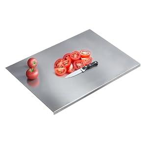 304 Stainless Steel Cutting Board – Stainless Steel Kitchen Chopping Boards Non-Slip, Dishwasher Safe – Ideal for Meat, Vegetables, Fruits, Bread & Baking – Commercial & Home Use (27.5 * 19.6in)