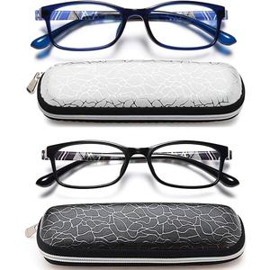 EYEURL Blue Light Blocking Men Women Reading Glasses 1.25 2 Pack of Computer Readers Lightweight TR90 Flexible Frame Rectangular Eyeglasses Anti Eyestrain UV Protection