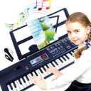 SEMART Keyboard Piano Digital Electric Piano Portable Electronic Music Keyboard 61 Key Toy for Kids Beginner Children Toddler Musical Instruments w/Microphone Stand USB Christmas Birthday Gift, 26inch *7.5inch *2.2inch