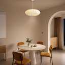 19.7in Lantern Pendant Light, 3-Light Imitation Silk White Bubble Pendant Lighting Fixture, Hanging Lamp Simple Chandelier for Living Dinning Room Kitchen Island Bedroom Restaurant Cafe