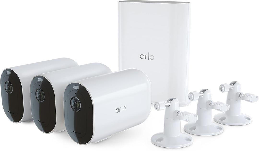 Arlo Pro 5S XL Spotlight Security Camera 2K HDR | Indoor/Outdoor | Band Wi-Fi Connects to Strongest Network | Longer Battery Life, 12X Zoom, Color Night Vision, 2-Way Audio - White, 3 Pack