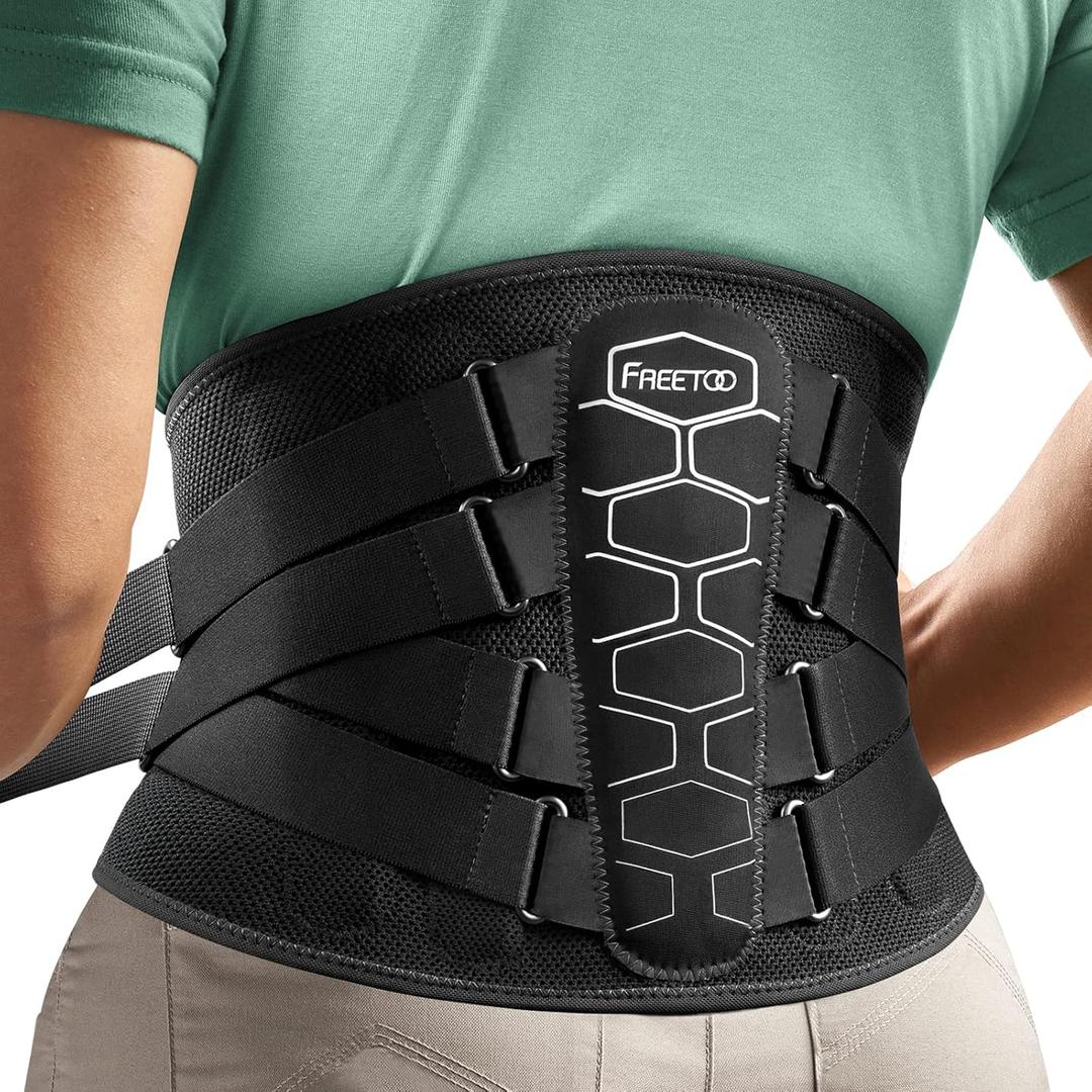 FREETOO Back Brace for Lower Back Pain Relief with Pulley System, Lumbar Support Belt for Men & Women with Lumbar Pad, Ergonomic Design and Soft Breathable 3D Knit Material, for Herniated Disc, Sciatica
(Medium (Waist: 33.440.5 Inch))