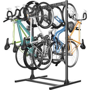 WALMANN Freestanding Bike Stand for Garage, 6/7 Bikes Vertical Bike Storage Stand Heavy Duty Bike Floor Stand