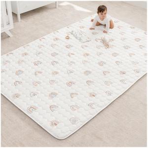 Comfy Cubs Rectangle Kids Play Mat - Large 60 x 96 inches Soft Quilted Baby Floor Mat with Non-Slip Bottom - Plush Design for Toddlers' Playtime and Relaxation - Comfortable and Durable - Rainbow (Rectangle - 60" x 96")