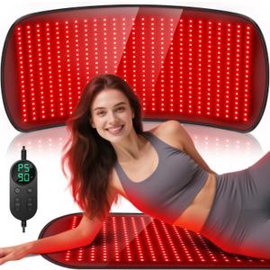 35.4'' x 17'' Red Light Therapy Mat for Body, 500 LEDs Tri-Chip Upgrade 660nm& 850nm Near Infrared Light Therapy Pad Wrap Belt Blanket for Body Back Waist Knee Joint, 90Min Timer, Black