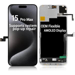 【Fixes System Pop-Ups】 OEM-Grade Quality for iPhone 15 pro max Screen Replacement, Inch Promotion 120Hz AMOLED Display, Equipped with 3D LCD Touch Digitizer, Protective Film and Repair Tools