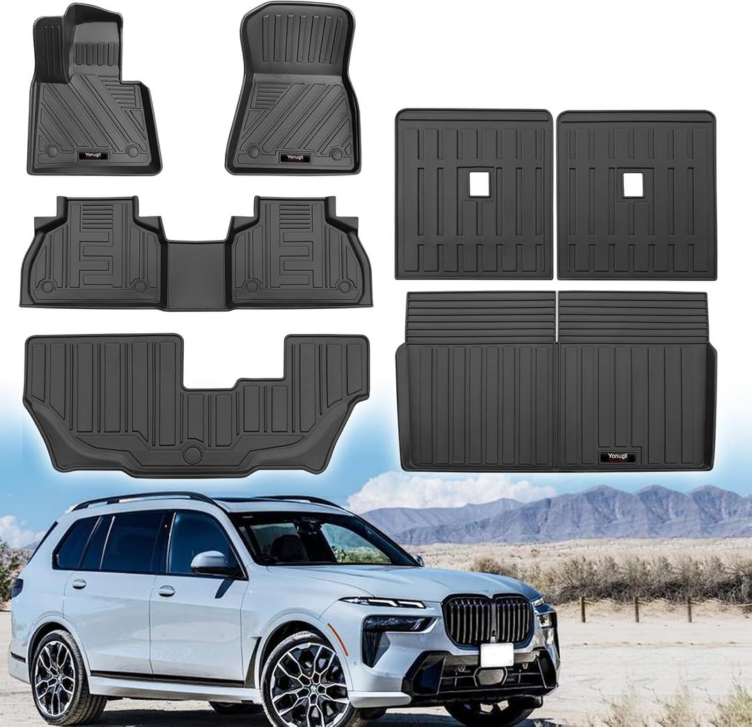 Custom for 2019-2025 2026 BMW X7 7 Seat Floor Mats Trunk Cargo Liner and 3rd Backrest Mats Full Set X7 G07 Accessories TPE All Weather (Only for 7 Seater)