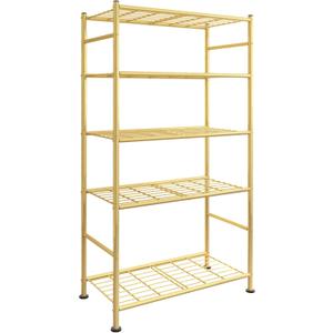 Sakugi Storage Shelves - 5 Tier Shelf Organizer, Heavy Duty Garage Shelving Unit with Leveling Feet, Stable Metal Shelves Organizer for Pantry, Kitchen and Closet, 33.0" W x 12.6" D x 72.0" H, Gold
