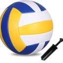 ABAJI Volleyball Official Size Soft Surface Training Practice Indoor Outdoor Gift for Kids Come with Pump Needle (1 PCS Yellow Blue White)
