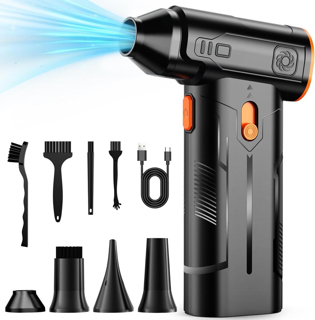 Compressed Air Duster, 130000RPM Multi-Gear Adjustable Electric Air Duster with Brushless Motor, Replaces Compressed Air Cans, Rechargeable Cordless Air Blower for Home Outdoor Computer Keyboard Car