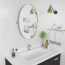 Pivot Oval Mirror 18x28 Inch Gold Metal Tilting Wall Mirrors for Bathroom Vanity Living Room | Adjustable Frame & Shatter-Resistant Glass