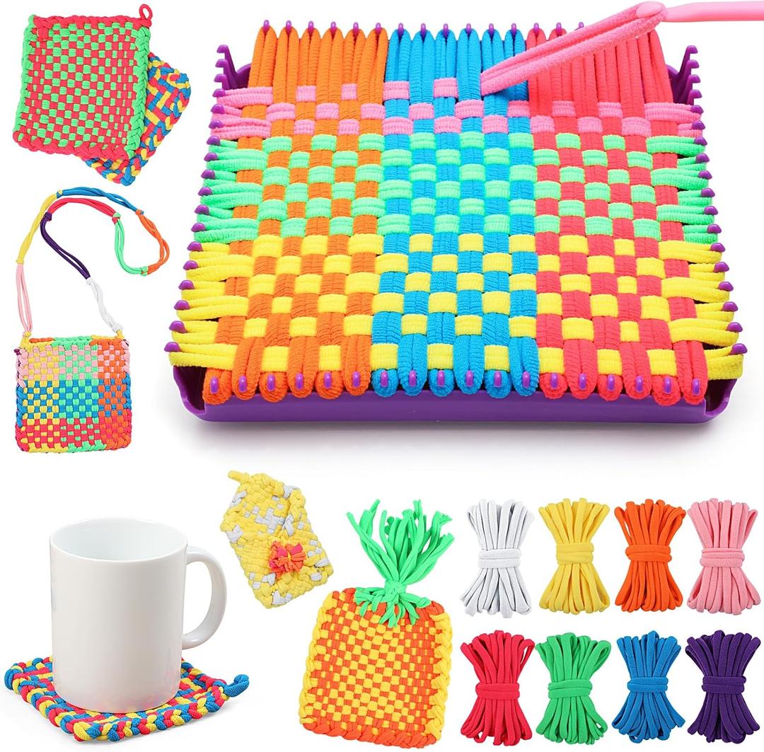 MagicKidz Weaving Loom Kit Toy - Birthday Gifts for Kids 6 7 8 9 10 11 12 Years Old - Arts and Crafts Kit for Girls Ages 6-8 10-12, DIY Potholder Knitting Kit with Loops