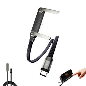 Sideways Phone Charger, 2-in-1 Invisible Holder Charger Cable, 240w Fast Charging Cord with Built-in Phone Stand for Smartphones Tablets for Gaming Office Travel (1PCS)