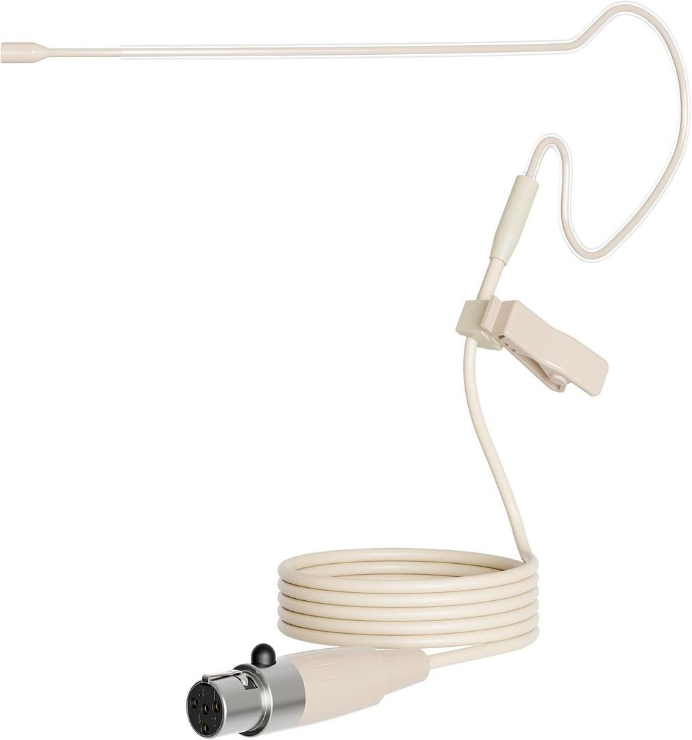 J K Pro Headset Headworn Single Earhook Microphone MIC-J S90 Compatible with Shure Wireless Transmitter