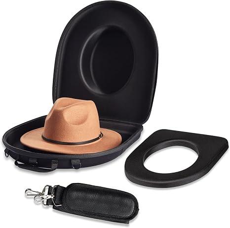 MOSLA Hat Box Travel Fedora Case Universal Size Hat Carrier Storage Case, Large