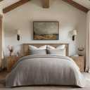 EVERGRACE Cross Stitch Pre-Washed Cotton Quilt Bedding Set King Size, Oversized 3 Pieces Lightweight Bedspread Coverlet for All Season, with 2 Matching Shams, Taupe,108"x96"