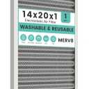 14x20x1 Reusable Air Filter, Washable, Merv 8, Electrostatic HVAC AC Furnace Filter, Permanent, Lasts a Lifetime, Healthier Home or Office (Actual Size:13.5x19.5x0.8 Inch)