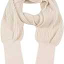 Knitted Wrap Scarf Fall Winter Crochet Sweater Scarf with Sleeves Multi-Use Sweater Cape Shawl with Sleeves