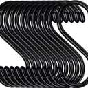 HiGift 12 Pack 5 Inch Heavy Duty S Hooks, Large S Hooks for Hanging Plants, Vinyl Coated S Hooks Sturdy Non Slip Black S Hooks for Hanging Closet Jeans, Bag, Purse, Bird Feeder, Pot Pan, Garden Tools