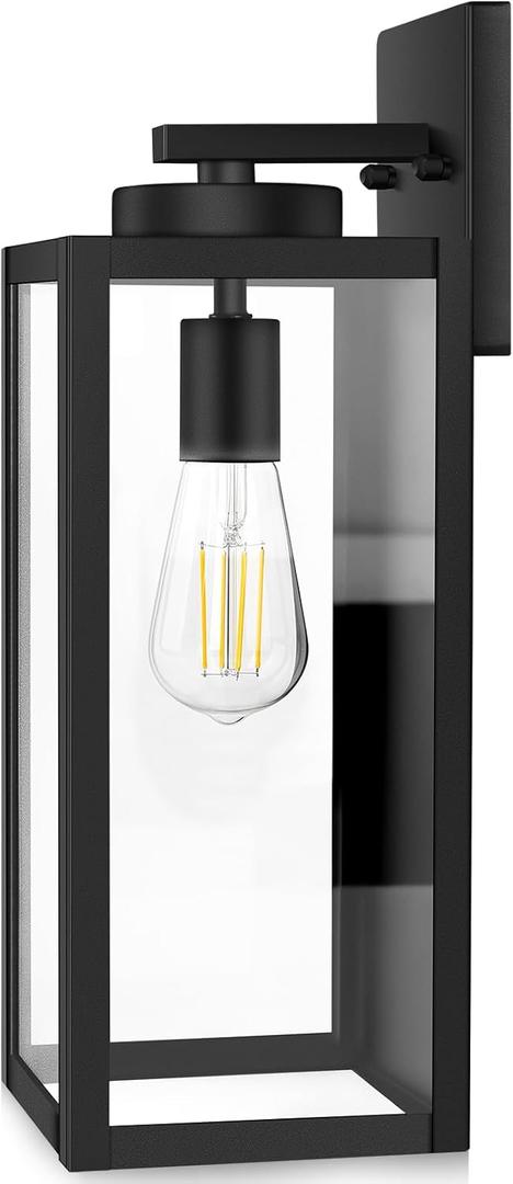 BesLowe 15.25 Large Size Outdoor Wall Light Fixture, Exterior Lighting Fixture Porch Sconce Wall Mounted, Waterproof Outdoor Wall Lantern, Outside Light for House Patio Front Door Entryway, Black