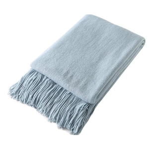 Homiest Decorative Knitted Throw Blanket with Fringe Soft & Cozy Tassel Blanket for Couch Sofa Bed (Light Blue,50x60)