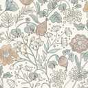 HeloHo Peel and Stick Wallpaper Floral Boho Contact Paper Self Adhesive Removable Waterproof Wallpaper for Bedroom Bathroom Beige/Pink Flower Leaf Nursery Botanical Wall Paper 16.1" X 118"