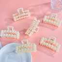 Bridesmaid Proposal Gift Set of 6 Bridesmaid Gifts Pearl Bride Hair Clips with Green Hair Ties, Bridal Shower Wedding Bachelorette Party Favors Gifts (Green)