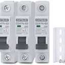 3 Pack 1 Pole Miniature Circuit Breaker, 20 Amp 120V/240V AC DIN Rail Mount Circuit Breaker, Thermal Magnetic Trip MCB C20