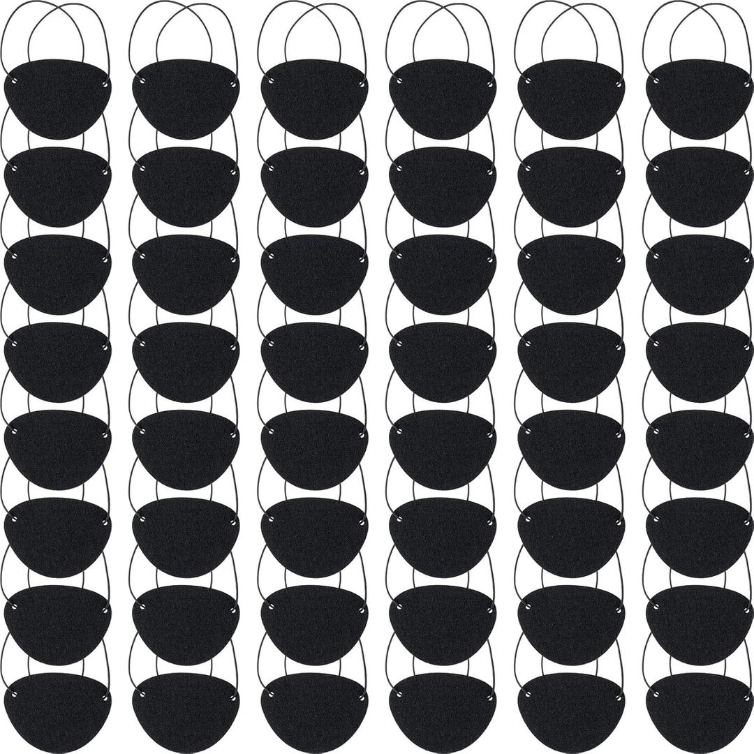 Chivao 48 Pieces Pirate Eye Patches for Kids Black Felt Pirate Captain Patches Bulk for Adults Single One Eye Role Playing Theme Party Cosplay Props Accessories