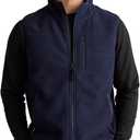 Zukela Navy blue Men's Full-Zip Polar Fleece Vest Lightweight Sleeveless Jacket Casual Outerwear with Pockets 3XL
