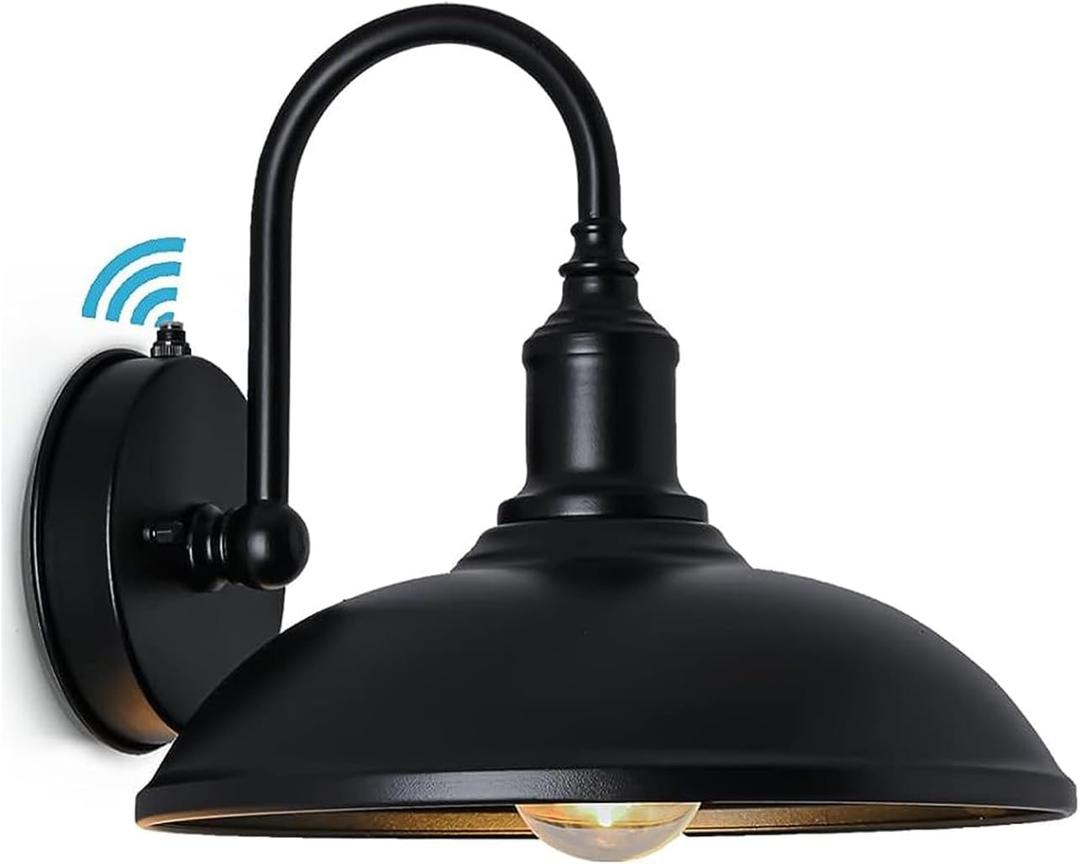 Dusk to Dawn Outdoor Wall Lamp, Black Farmhouse Porch Light, Waterproof, Rust-Proof. The Outside Barn Light for The Front Courtyard of The House. (11 Diameter-1 Pc)