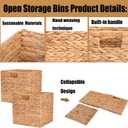 Wicker Storage Basket Foldable Hyacinth Storage Box Set of 2, 12x12x12 Inch - Handmade Woven Basket for Closet,Shelf Organization & Decor