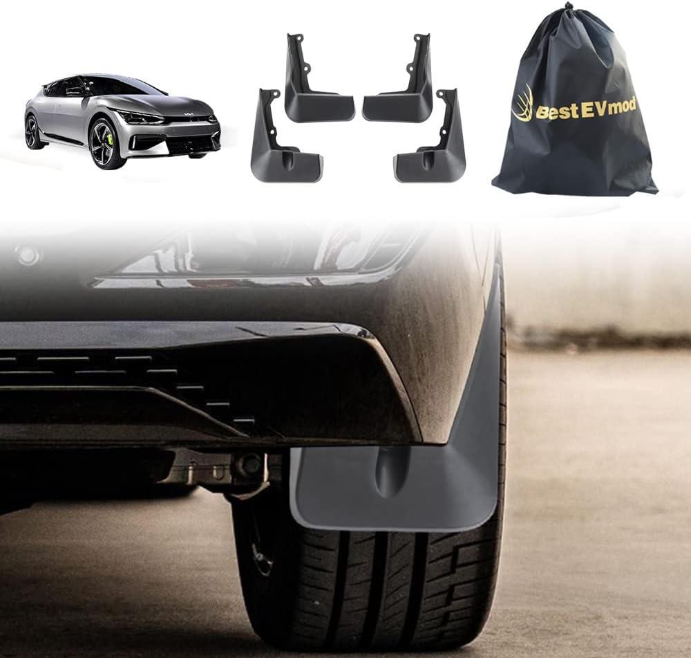 BestEvMod Mud Flaps GT Splash Guards Accessories, Splash Fender Set of 4 No Need to Drill Holes Compatible with 2022-2025 Kia EV6 GT GT-Line,Not Fit for First Edition GT-line (GT Version)