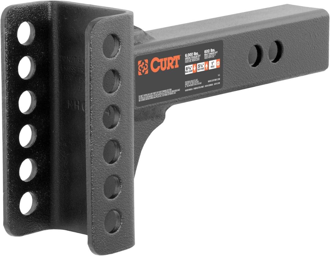 CURT 45911 Replacement Shank for Adjustable Trailer Hitch Ball Mount #45901, Fits 2-Inch Receiver, CARBIDE BLACK POWDER COAT