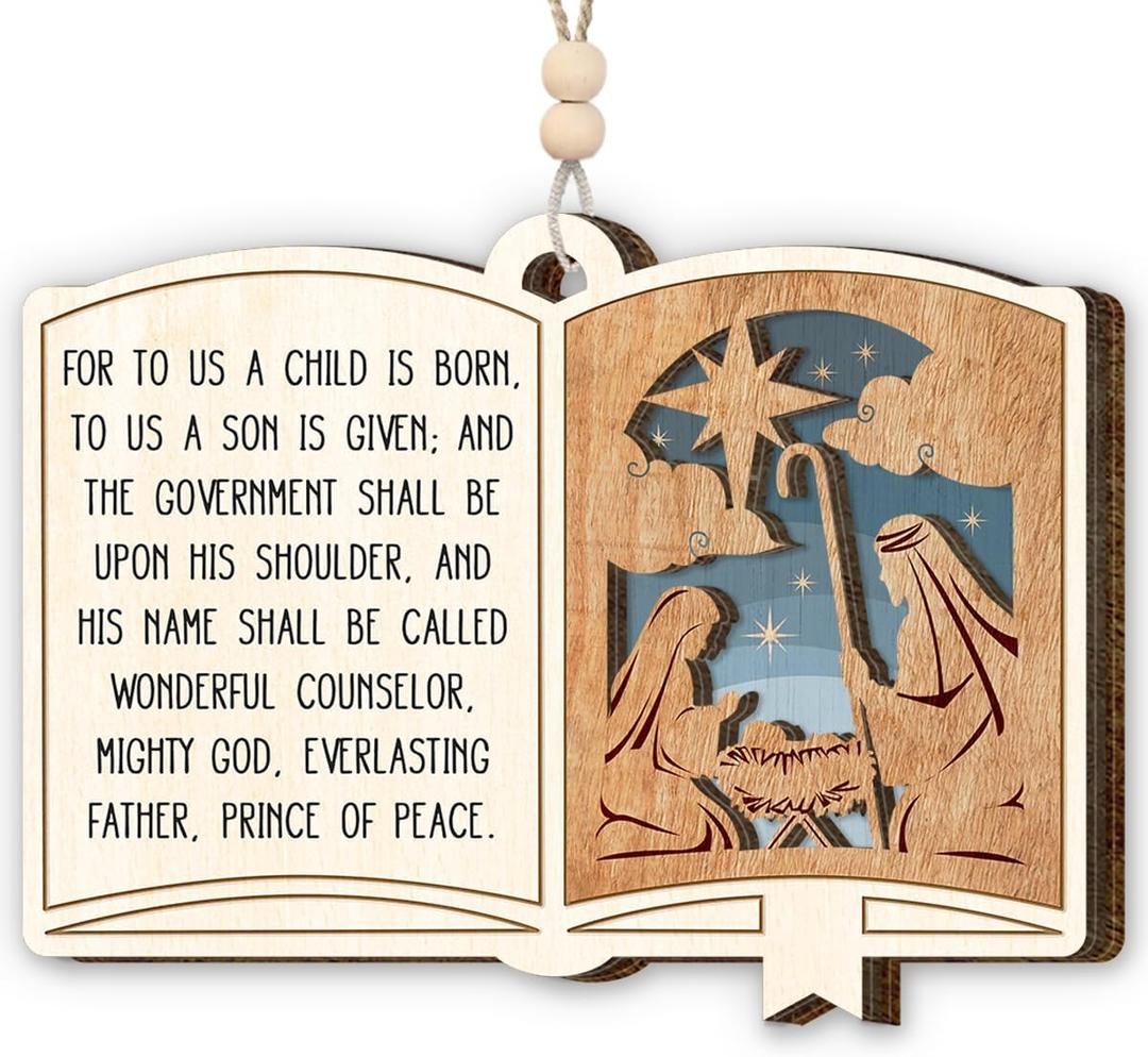 Nativity Christmas Ornament 2025 - Jesus Ornaments for Christmas Tree, Christian Ornaments for Men Women, Nativity Themed Gifts, Catholic Xmas Gifts - Wooden Xmas Ornament for Tree Decor