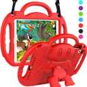 SUPLIK Kids Case for iPad 5th/6th Generation (9.7 inch, 2017/2018), iPad Air 1 & Air 2 & Pro 9.7 Protective Case with Shoulder Strap Handle Stand for iPad 5/6 & iPad Air 1st/2nd Gen, Red