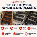 2 Pack ComposiGrip Non-Slip Stair Treads – Black Heavy Duty Anti-Slip Covers for Concrete, Wood & Metal – Commercial Grade, Weather-Ready for Ice, Snow & Outdoor Use