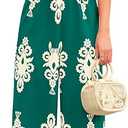 PRETTYGARDEN Women's Summer Boho Jumpsuits One Piece Beach Vacation Outfits Spaghetti Strap Wide Leg Pants Rompers Size S, Dark Green