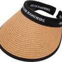Women Straw Sun Visor Hat, Summer Wide Brim UV Protection Beach Cap Adjustable Sun Hat for Outdoor (Medium, Khaki)