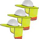 Hard Hat Sunshield - Upgrade Full Brim Neck Sunshade Cover with Reflective Strip for Hardhats (3Packs Yellow)