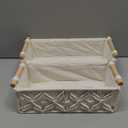 HOSROOME Macrame Storage Basket Boho Decor Baskets for Organizing Woven Decorative for Countertop Toilet Paper Basket for Tank Top for Home Decor Bedroom Nursery Livingroom Entryway (Set of 2) (white)