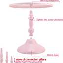 Set of 3 Pink Cake Stands, QENUIITEA Metal Round Cake Holder Dessert Pie Pizza Display Stand 8" 10" 12" Serving Tray Decoration for Wedding Celebration Party Birthday Baby Shower