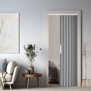 Magnetic Blackout Door Curtain, Foldable Room Divider, Suitable for Bathroom/Bedroom/Living Room, Accordion Design(Grey,41.3 * 78.7inches)