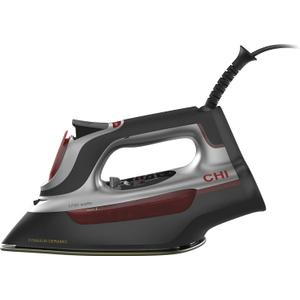CHI Steam Iron for Clothes with Electronic Temperature Control, Titanium Infused Ceramic Soleplate, 1700 Watts, XL 10 Cord, 3-Way Auto Shutoff, 300+ Holes, Professional Grade, Silver (13107)