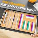 Bamboo Ziplock Bag Organizer for Kitchen Drawer & Wall Mount, Food Storage Baggie Holder, Fits Gallon Quart Sandwich Snack Freezer & Slider Bags, No Assembly, 9 in 1,Natural Color